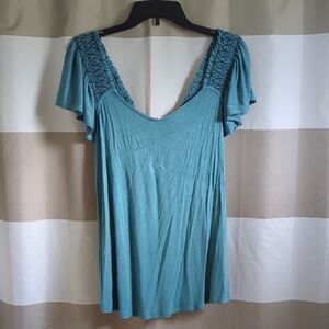Maurices Teal Top with Stylish Ruffles